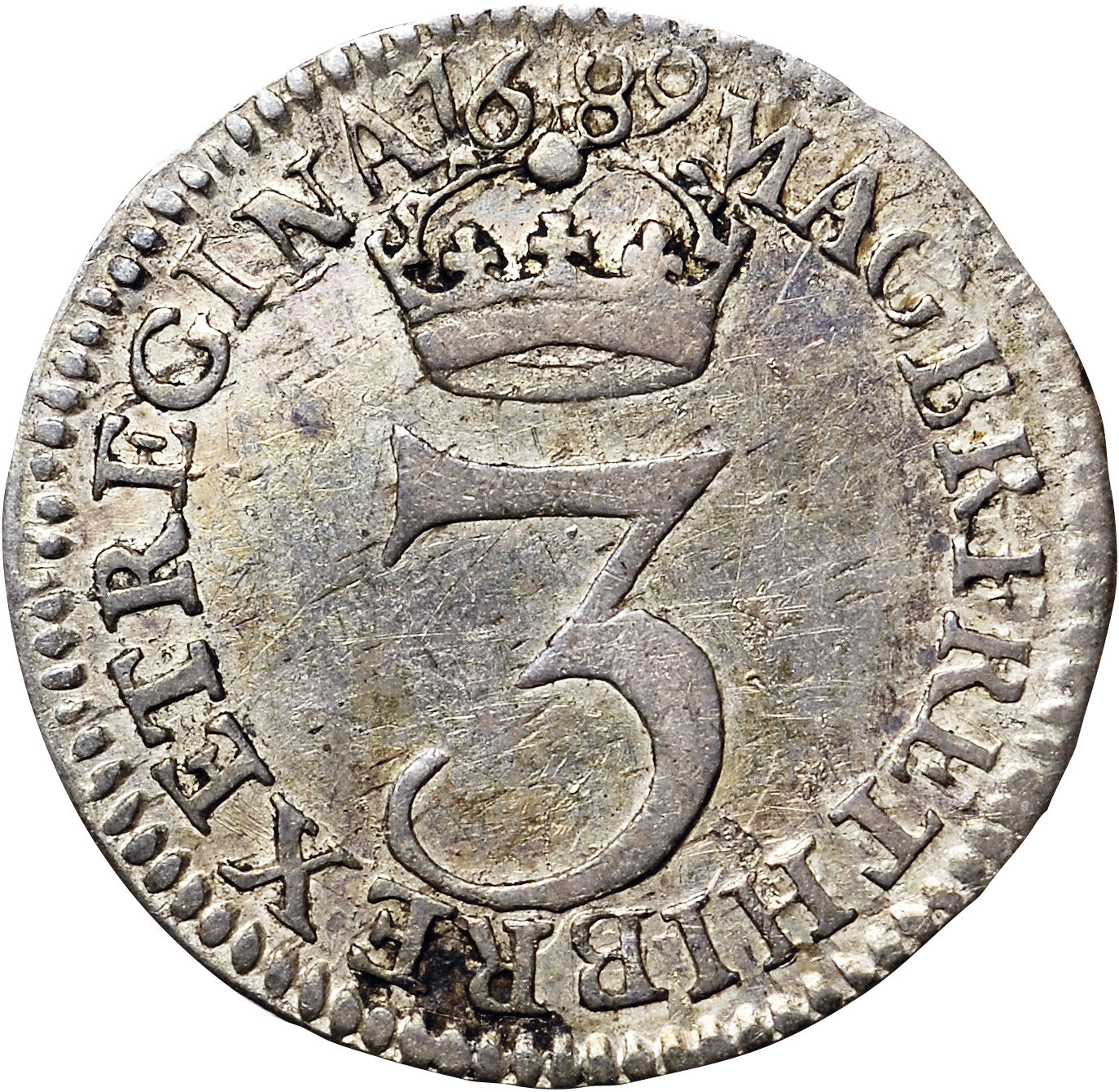 3 Pence - William and Mary 1st busts; incl. Maundy