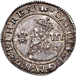 3 Pence - Charles I Provincial issues; Aberystwyth obverse