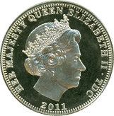 Tristan da Cunha 5 Pounds - Elizabeth II 1672 Penny obverse