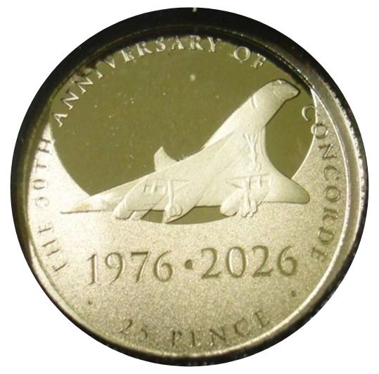 Alderney 25 Pence - Charles III Concorde reverse