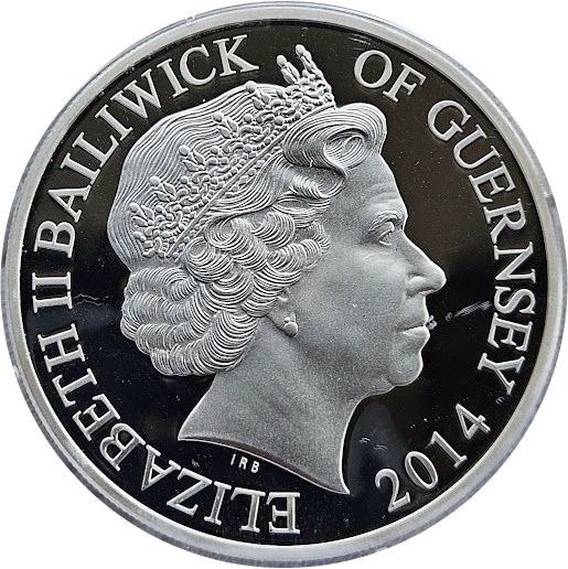 Guernsey 5 Pounds - Elizabeth II Great War, Silver Proof obverse