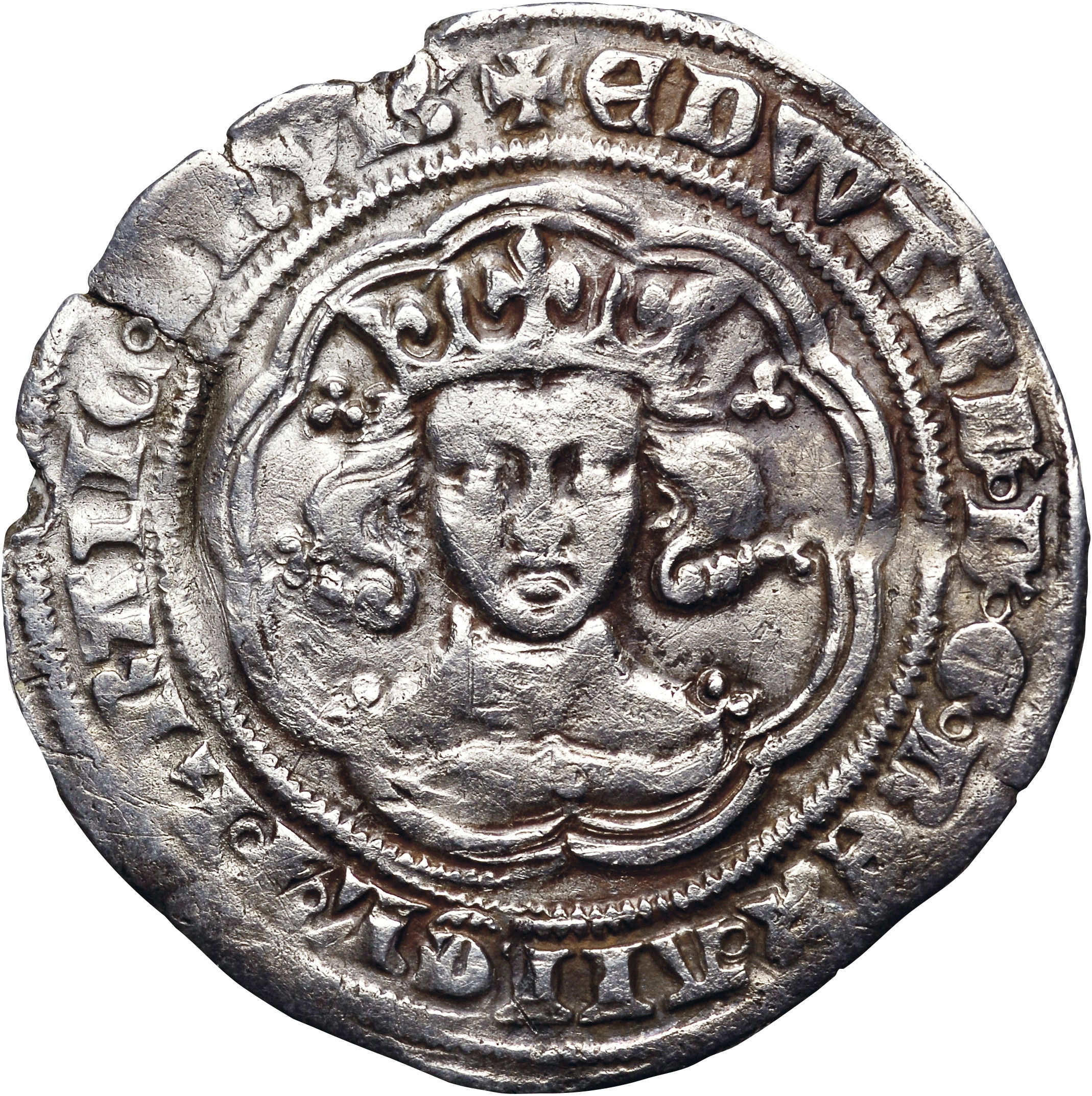 1 Groat - Edward III 4th issue; Pre-treaty period, series E obverse