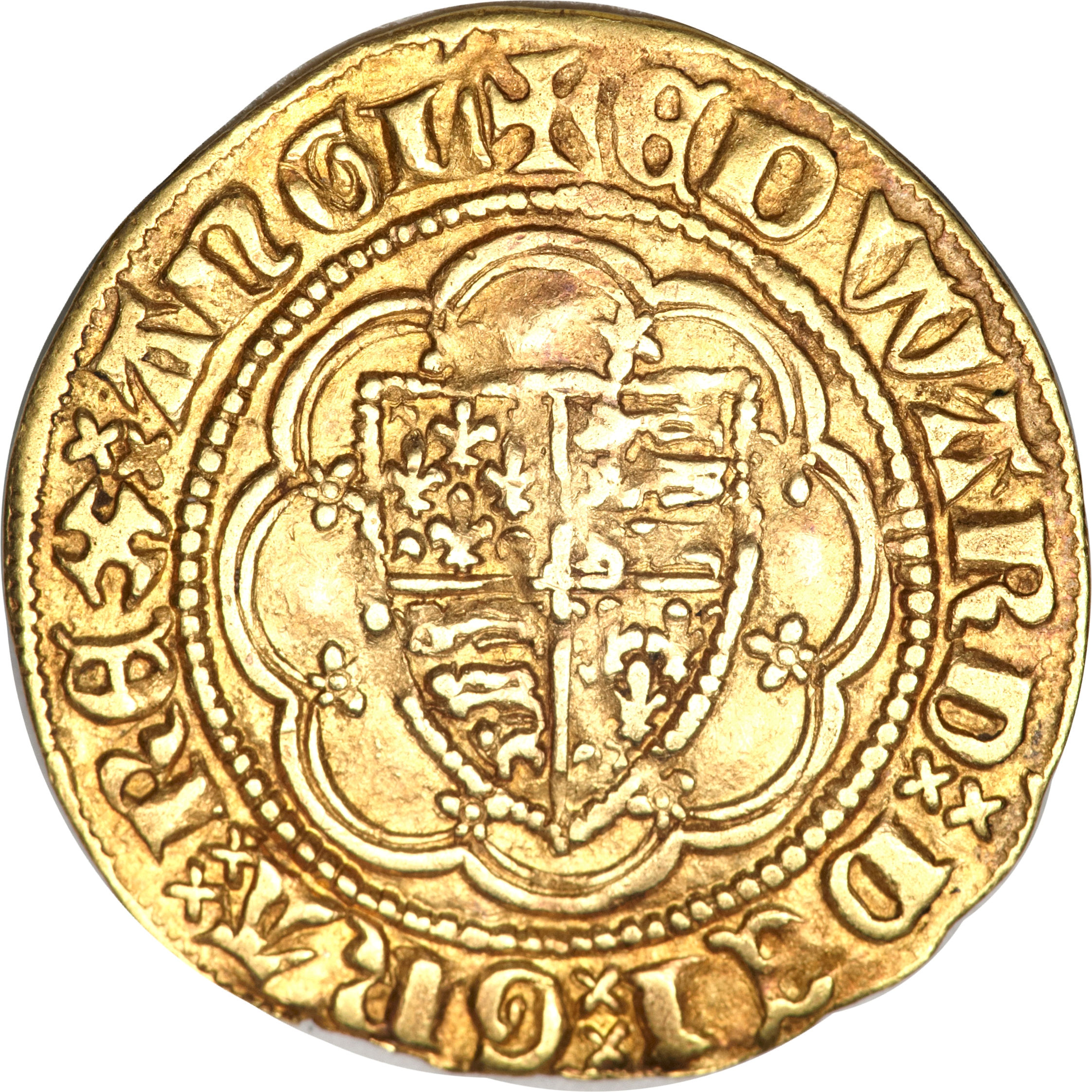 ¼ Noble - Edward III Treaty period; London obverse