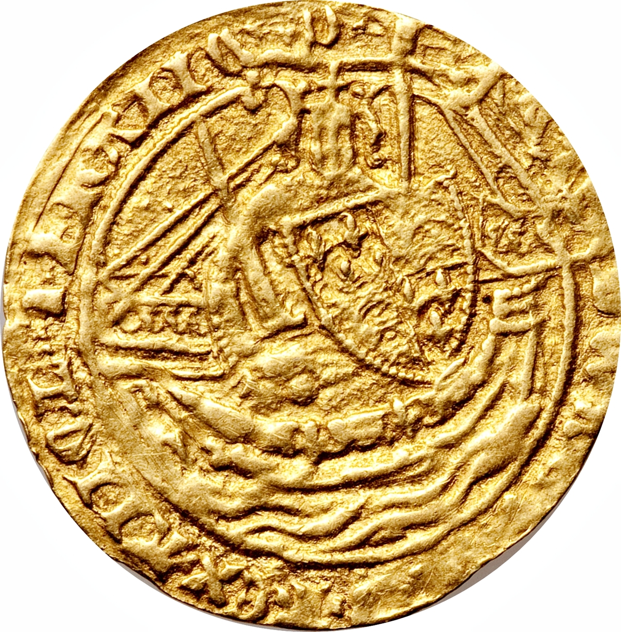 ½ Noble - Edward III Pre-Treaty period; series B obverse