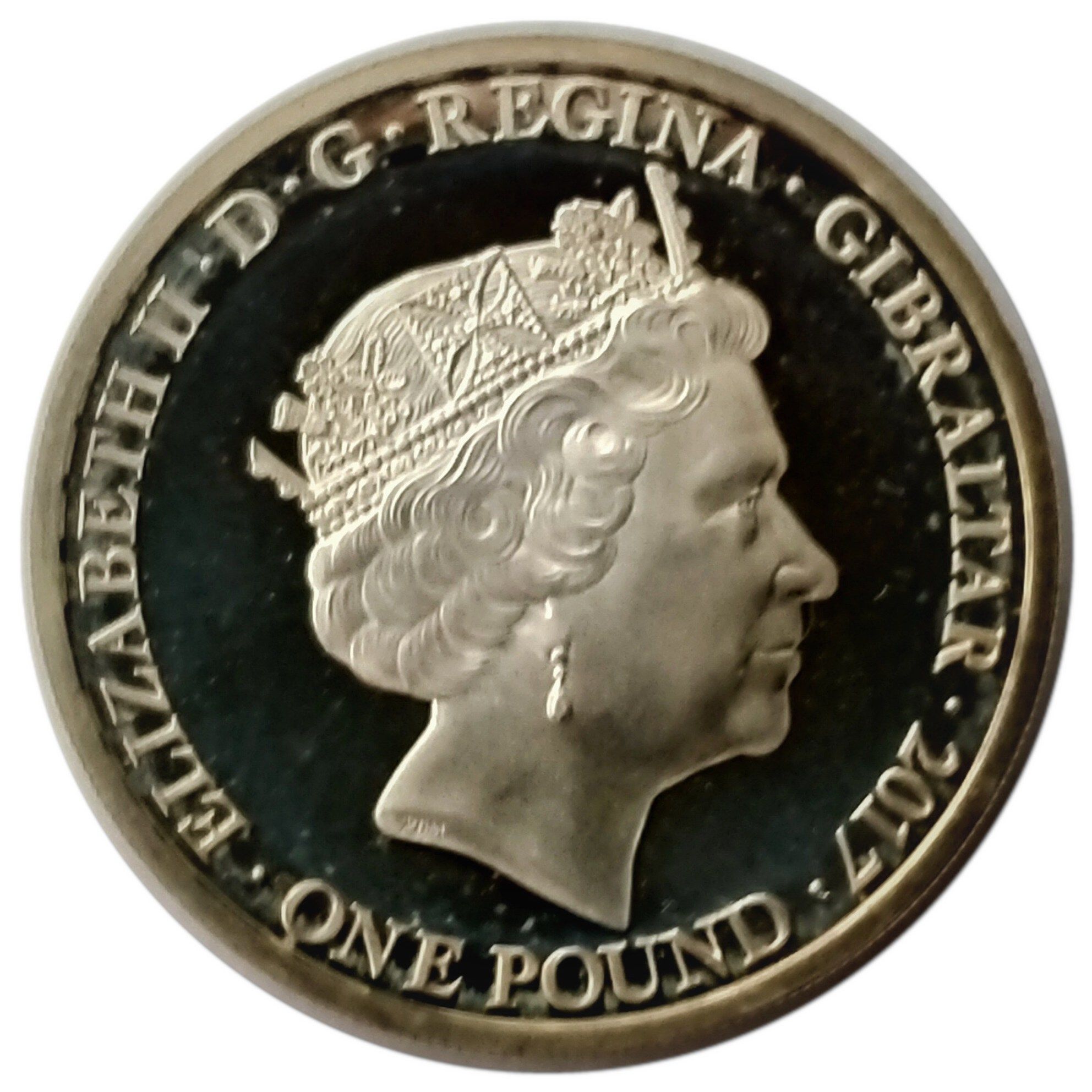Gibraltar 1 Pound - Elizabeth II Royal Engagement; Silver Piedfort obverse