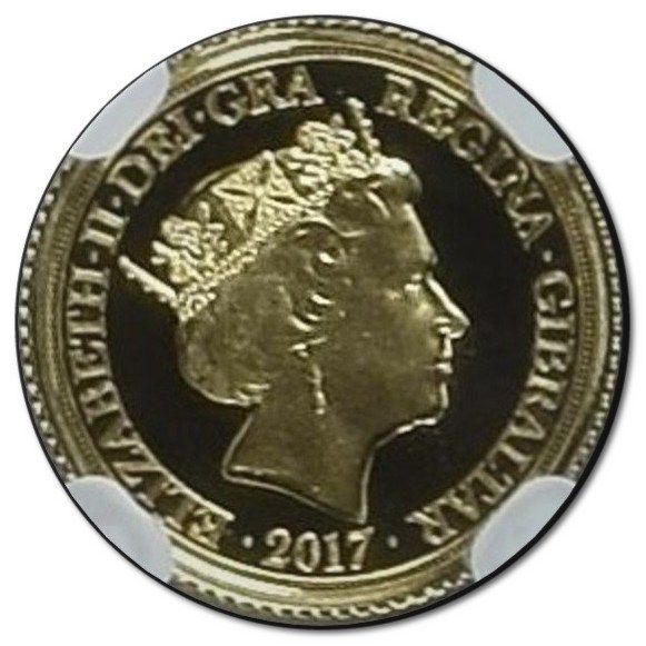 Gibraltar ¼ Sovereign - Elizabeth II Coat of Arms obverse