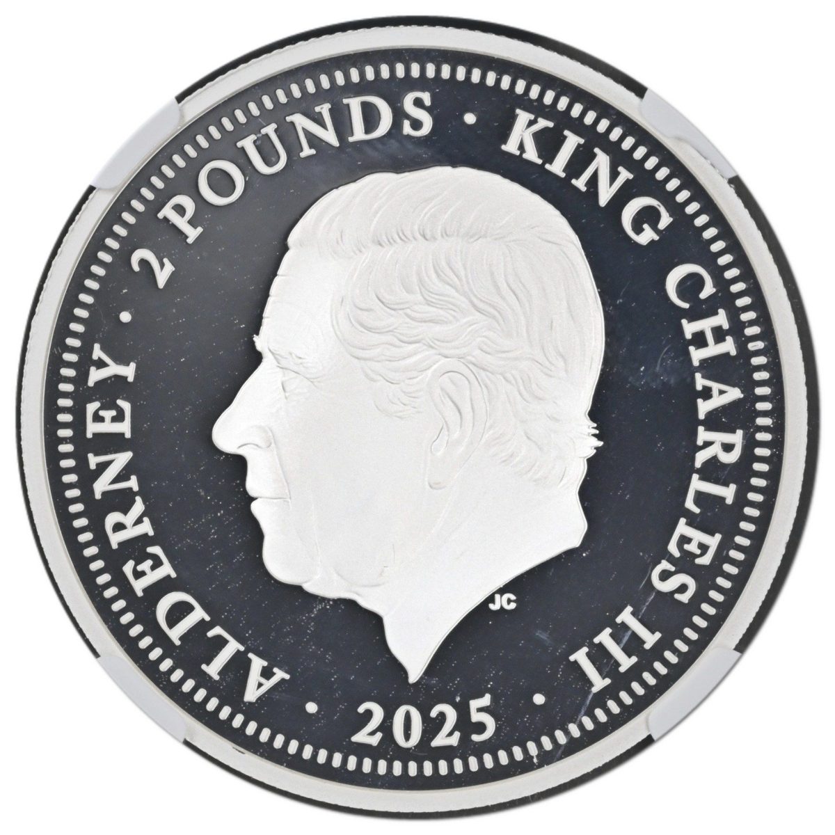 Alderney 2 Pounds - Charles III Una and the Lion obverse