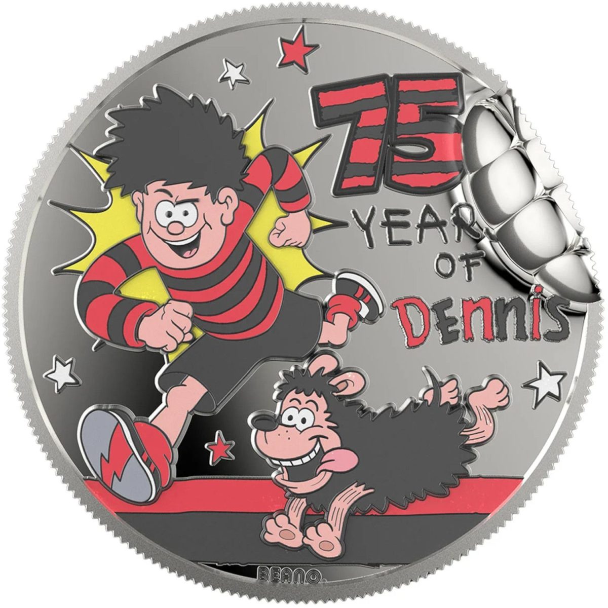 500 Pounds - Charles III Dennis the Menace; Silver Proof obverse