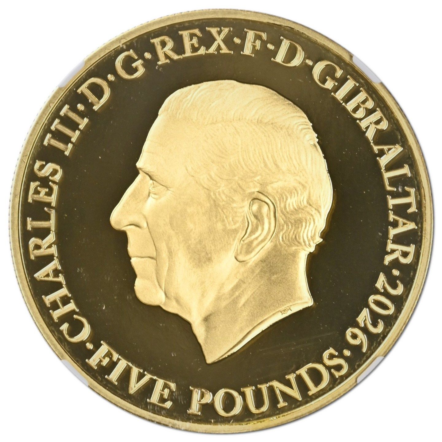 Gibraltar 5 Pounds - Charles III Liberty and Britannia; Gold 1oz obverse