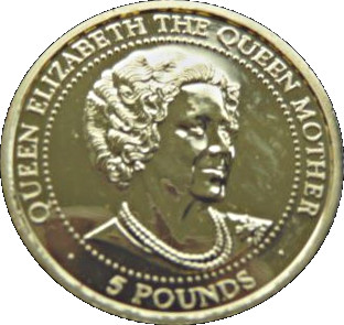 Guernsey 5 Pounds - Elizabeth II Queen Mother - Gold
