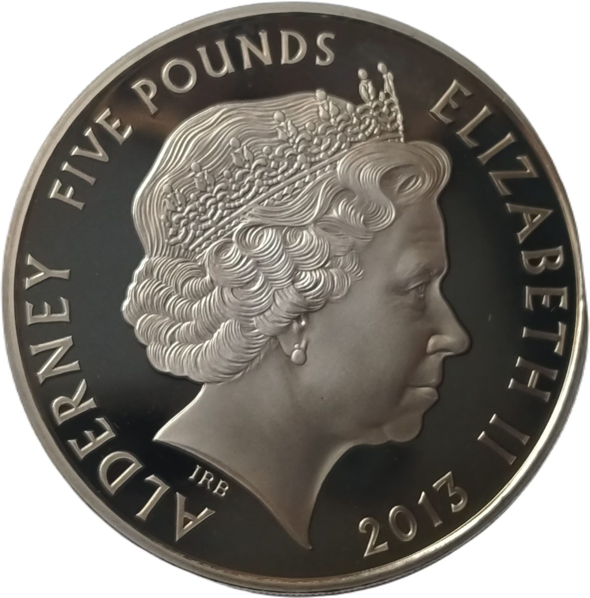 Alderney 5 Pounds - Elizabeth II Diamond Jubilee - Silver Jubilee obverse