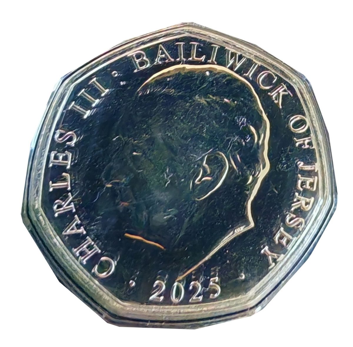 Jersey 50 Pence - Charles III Castle of Mey obverse