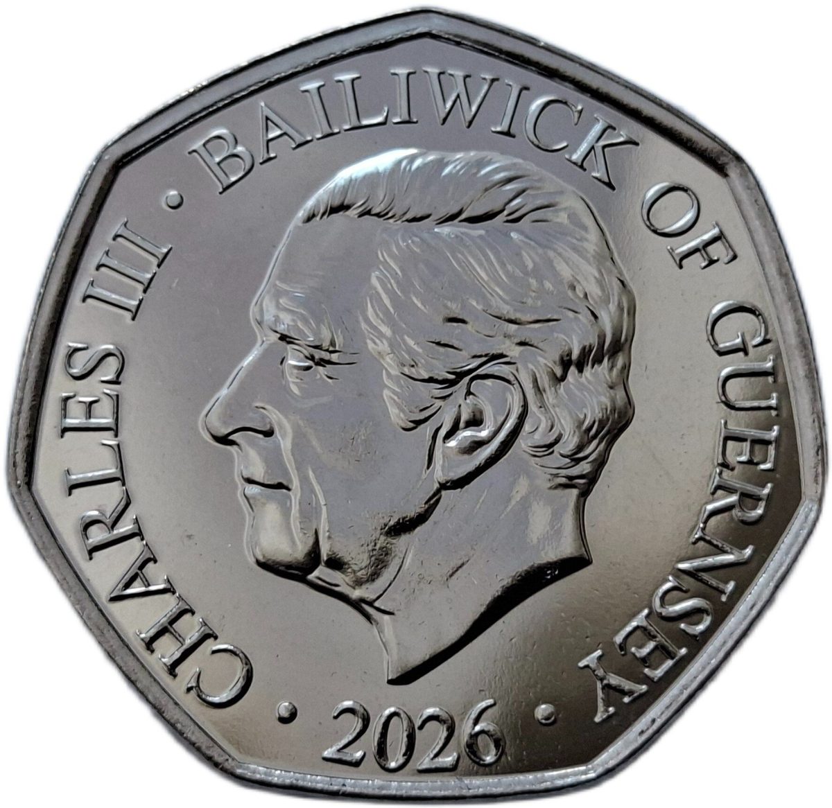 Guernsey 50 Pence - Charles III Queen Titles - Queen Elizabeth The Second obverse