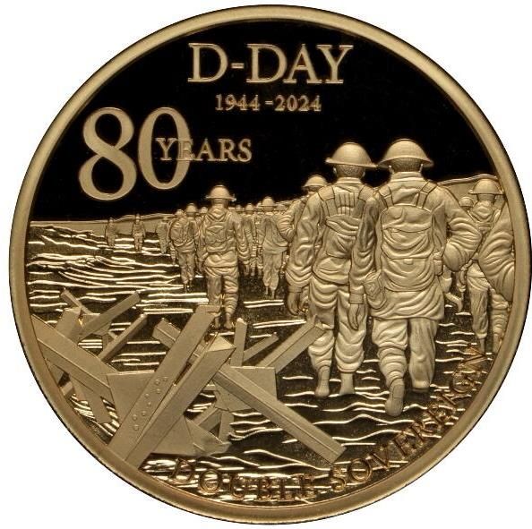 Alderney 2 Sovereigns - Charles III D-Day; Gold Proof