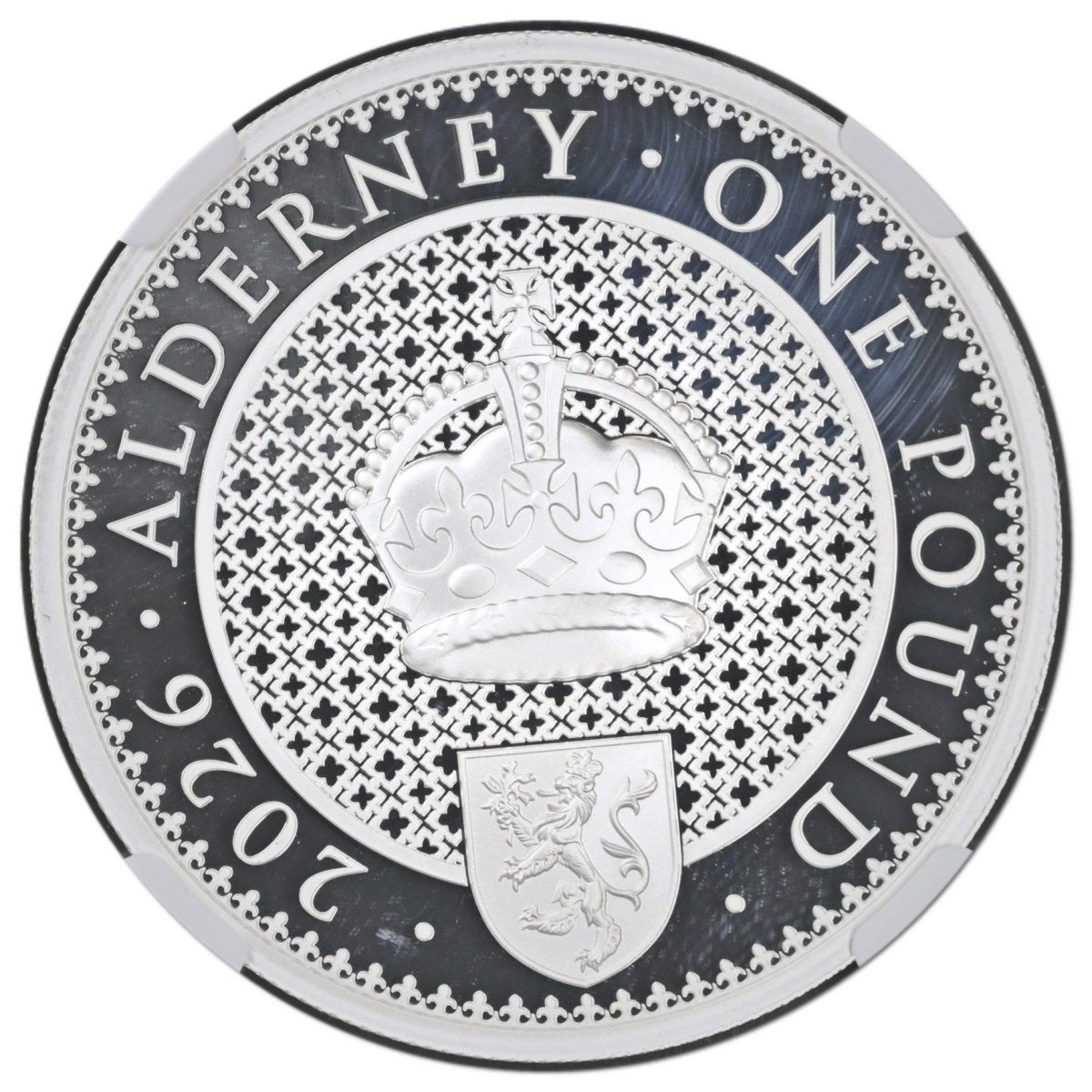 Alderney 1 Pound King's Beasts; Lion obverse