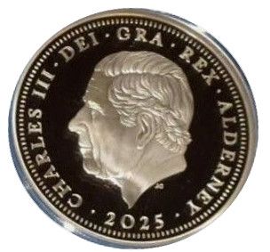 Alderney 5 Pounds - Charles III Queen Mother; Silver Proof obverse