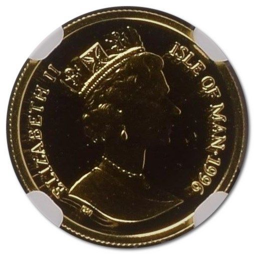 Isle of Man ⅒ Crown - Elizabeth II Fuchsia obverse