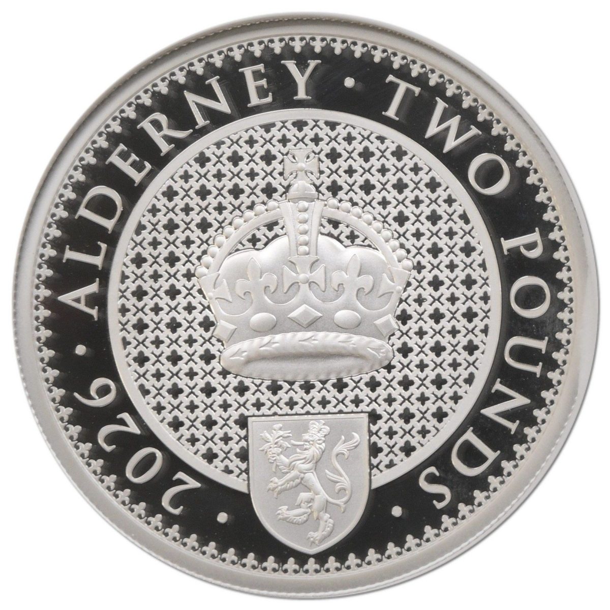 Alderney 2 Pounds King's Beasts; Lion obverse