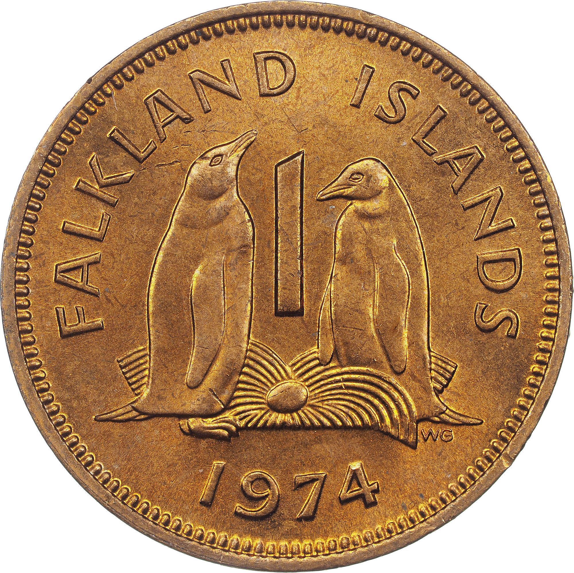 Falkland Islands 1 Penny - Elizabeth II 2nd portrait; non-magnetic reverse