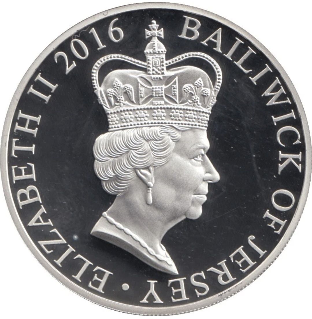 Jersey 5 Pounds - Elizabeth II 90th Birthday; Silver Proof obverse