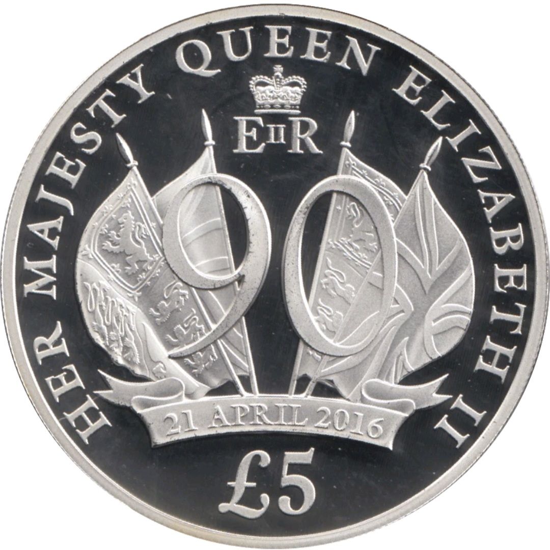 Jersey 5 Pounds - Elizabeth II 90th Birthday; Silver Proof