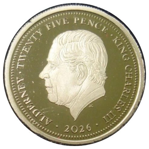 Alderney 25 Pence - Charles III Queen Elizabeth II Centenary - Queen Bust obverse