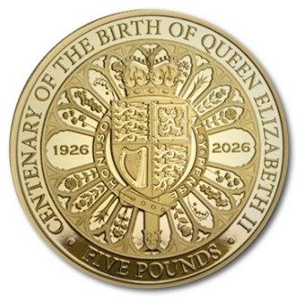 Guernsey 5 Pounds - Charles III Queen Elizabeth II Centenary; Gold Proof