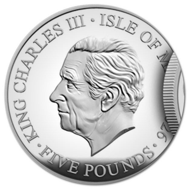 Isle of Man 5 Pounds - Charles III Queen Elizabeth II Centenary; Silver Proof obverse