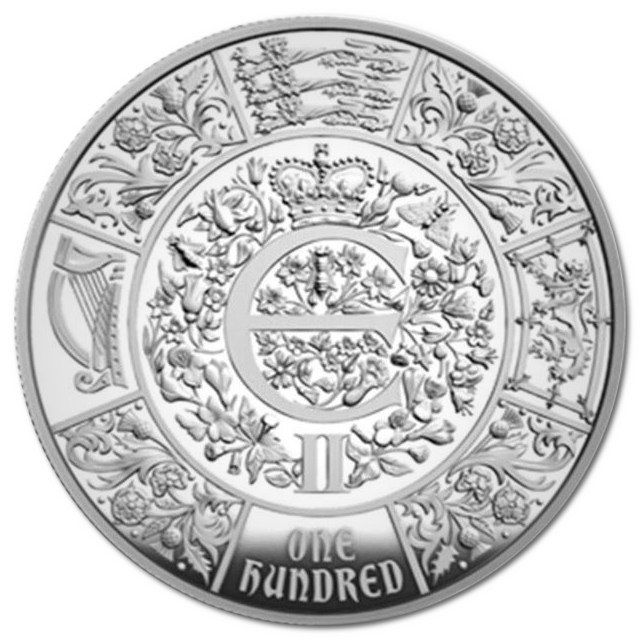 Isle of Man 5 Pounds - Charles III Queen Elizabeth II Centenary; Silver Proof