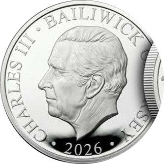 Jersey 5 Sovereigns - Charles III Queen Elizabeth II Centenary; Silver obverse