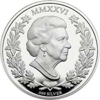 Jersey 5 Sovereigns - Charles III Queen Elizabeth II Centenary; Silver reverse
