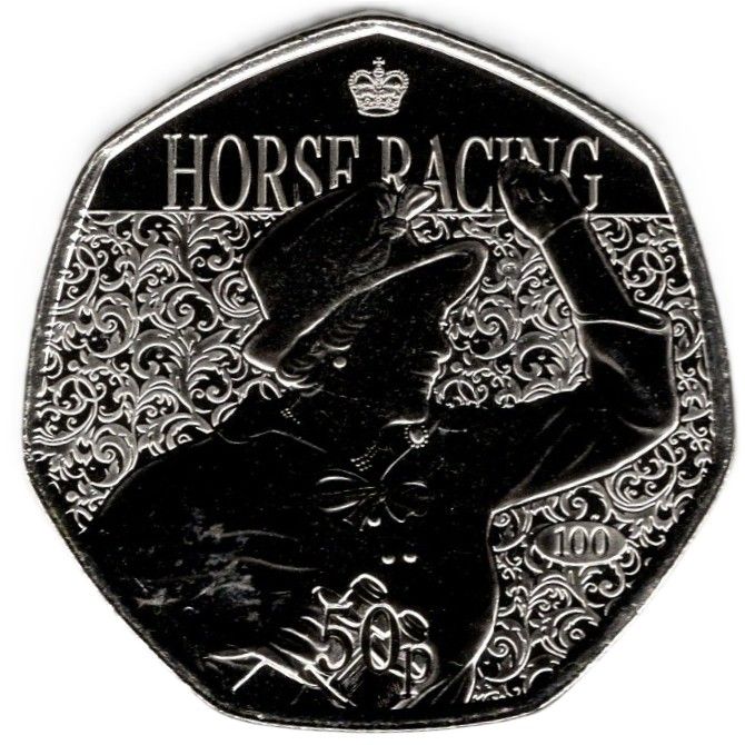 Isle of Man 50 Pence - Charles III Queen Elizabeth II Centenary - Horse racing