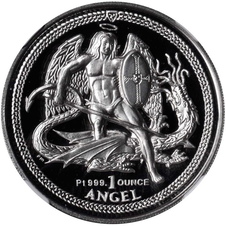 Isle of Man 1 Angel - Elizabeth II Archangel Michael; Platinum
