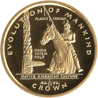 Gibraltar 1/25 Crown - Elizabeth II Native American Culture reverse