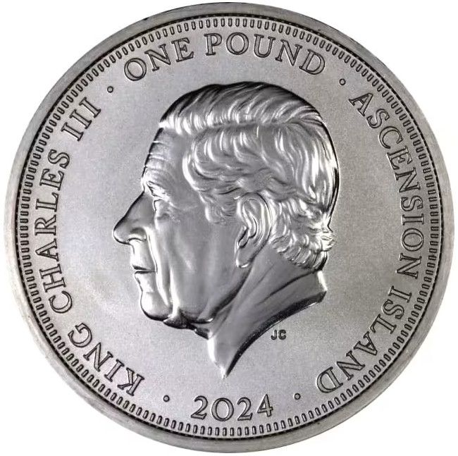 Ascension Island 1 Pound - Charles III Lunar Year of the Dragon obverse
