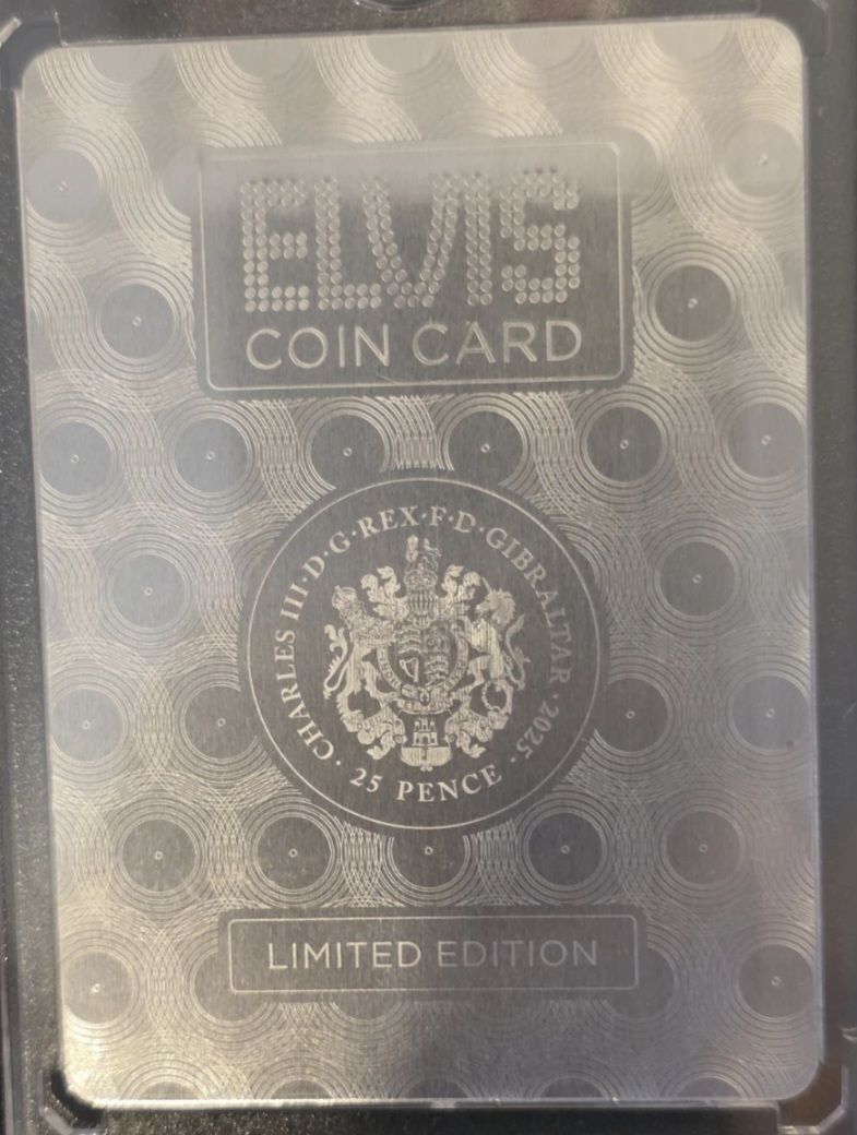Gibraltar 25 Pence - Charles III Elvis Presley coin card obverse