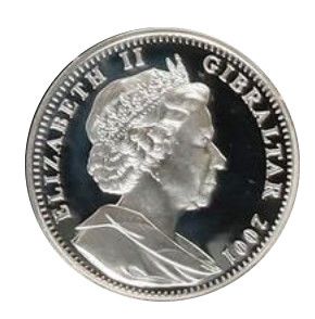 Gibraltar 1 Crown - Elizabeth II The Sun; Silver Proof obverse