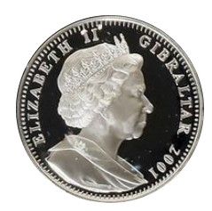 Gibraltar 1 Crown - Elizabeth II The Moon; Silver Proof obverse