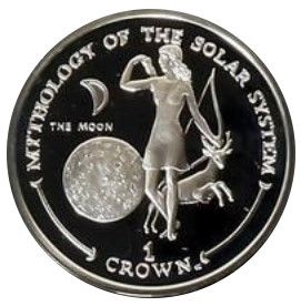 Gibraltar 1 Crown - Elizabeth II The Moon; Silver Proof reverse