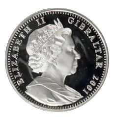 Gibraltar 1 Crown - Elizabeth II Mars; Silver Proof obverse