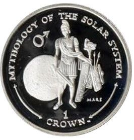 Gibraltar 1 Crown - Elizabeth II Mars; Silver Proof reverse