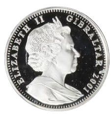 Gibraltar 1 Crown - Elizabeth II Neptune; Silver Proof obverse