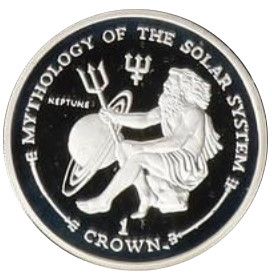 Gibraltar 1 Crown - Elizabeth II Neptune; Silver Proof reverse