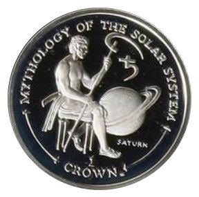 Gibraltar 1 Crown - Elizabeth II Saturn; Silver Proof reverse