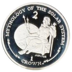 Gibraltar 1 Crown - Elizabeth II Jupiter; Silver Proof reverse
