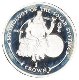 Gibraltar 1 Crown - Elizabeth II Pluto; Silver Proof reverse