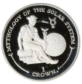 Gibraltar 1 Crown - Elizabeth II Mercury; Silver Proof reverse