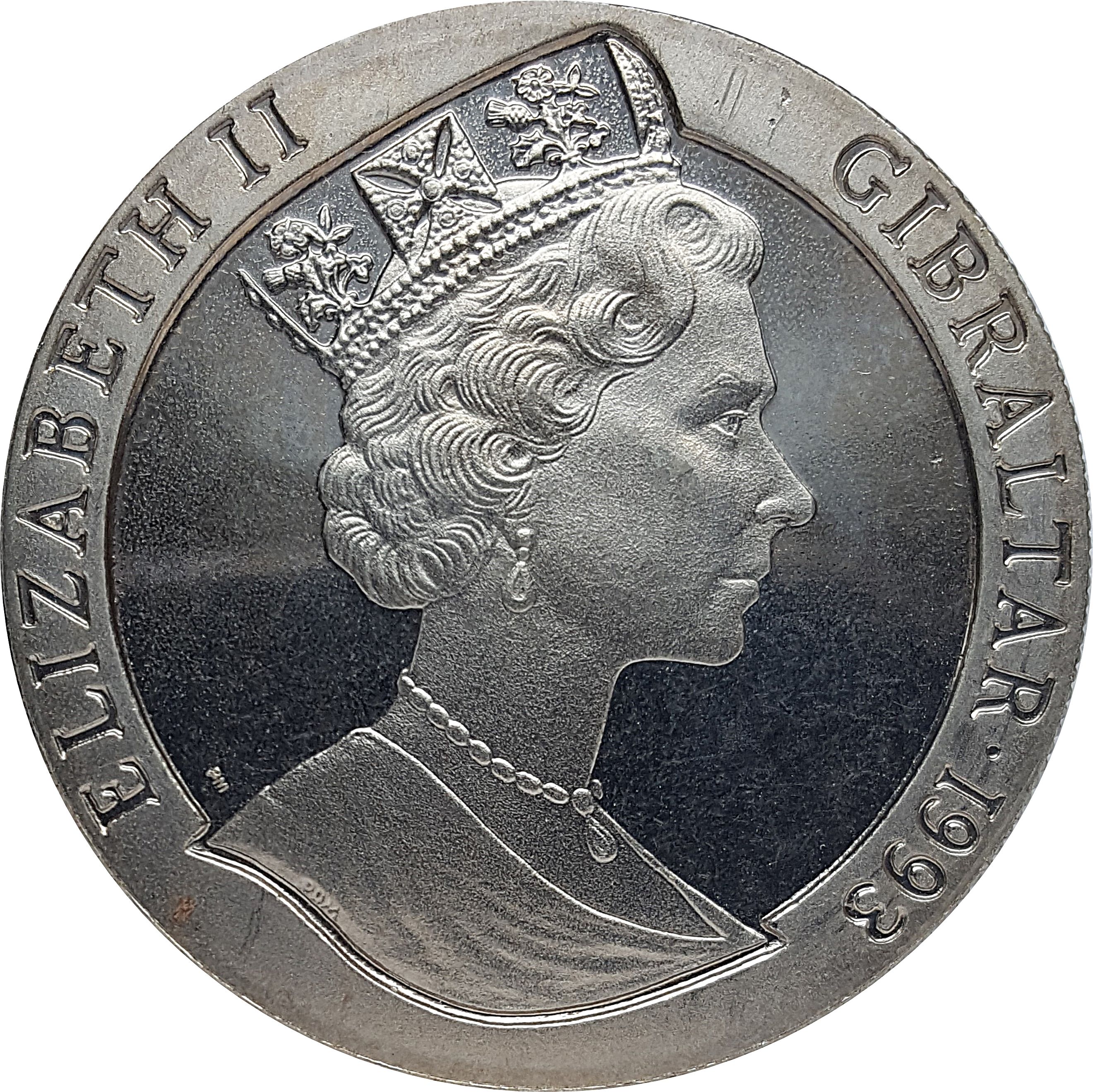 Gibraltar 1 Crown - Elizabeth II U.S.S. McLanahan obverse