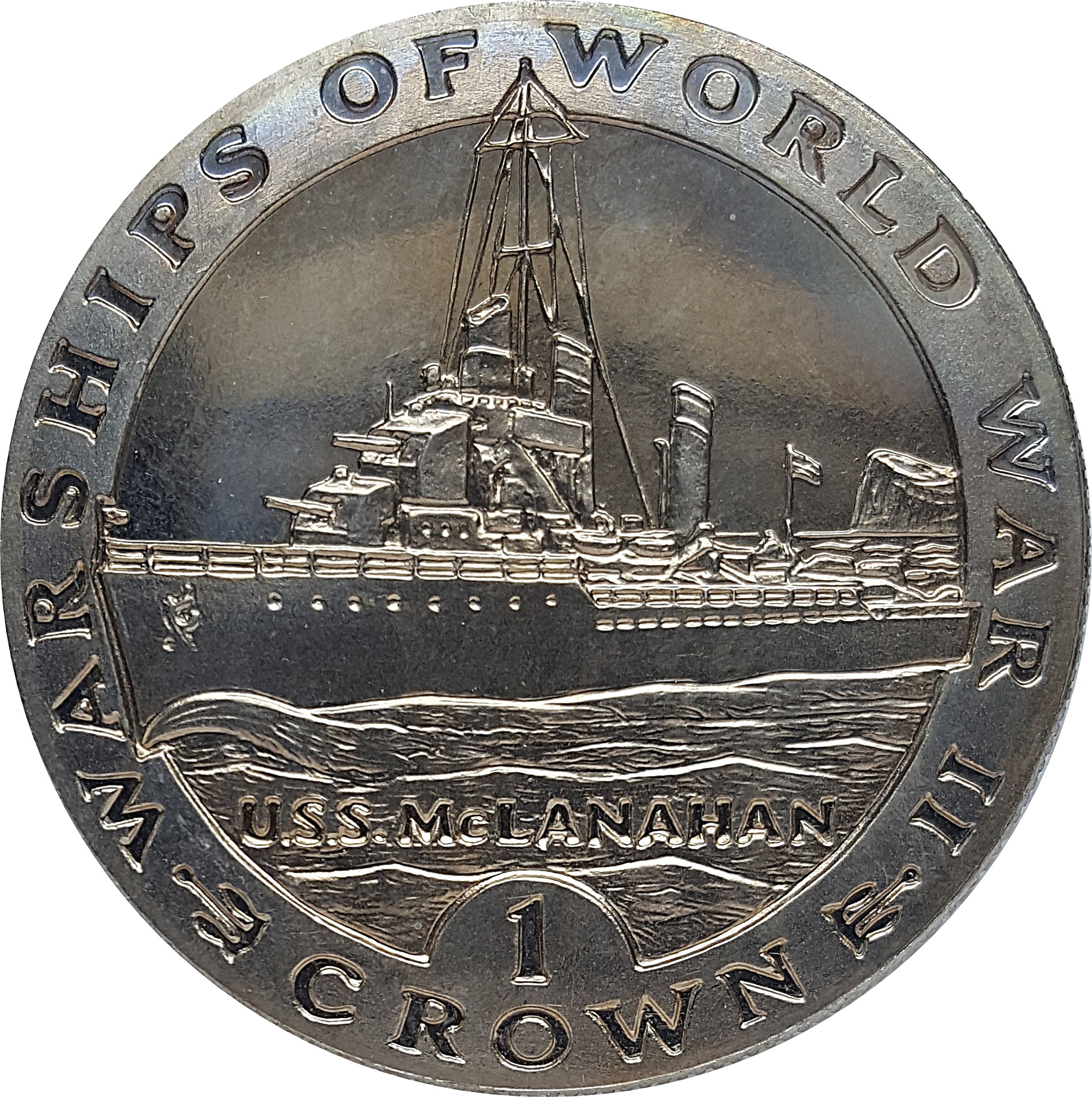 Gibraltar 1 Crown - Elizabeth II U.S.S. McLanahan reverse