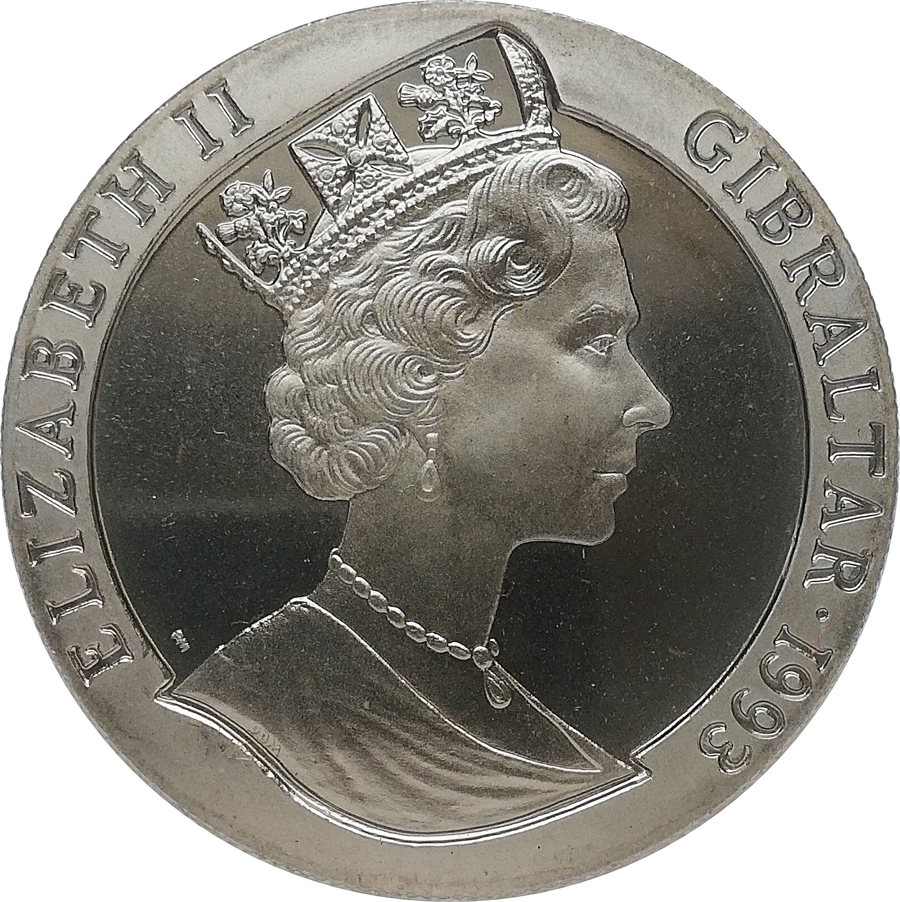 Gibraltar 1 Crown - Elizabeth II H.M.S. Hood obverse